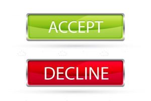 Accept and decline buttons